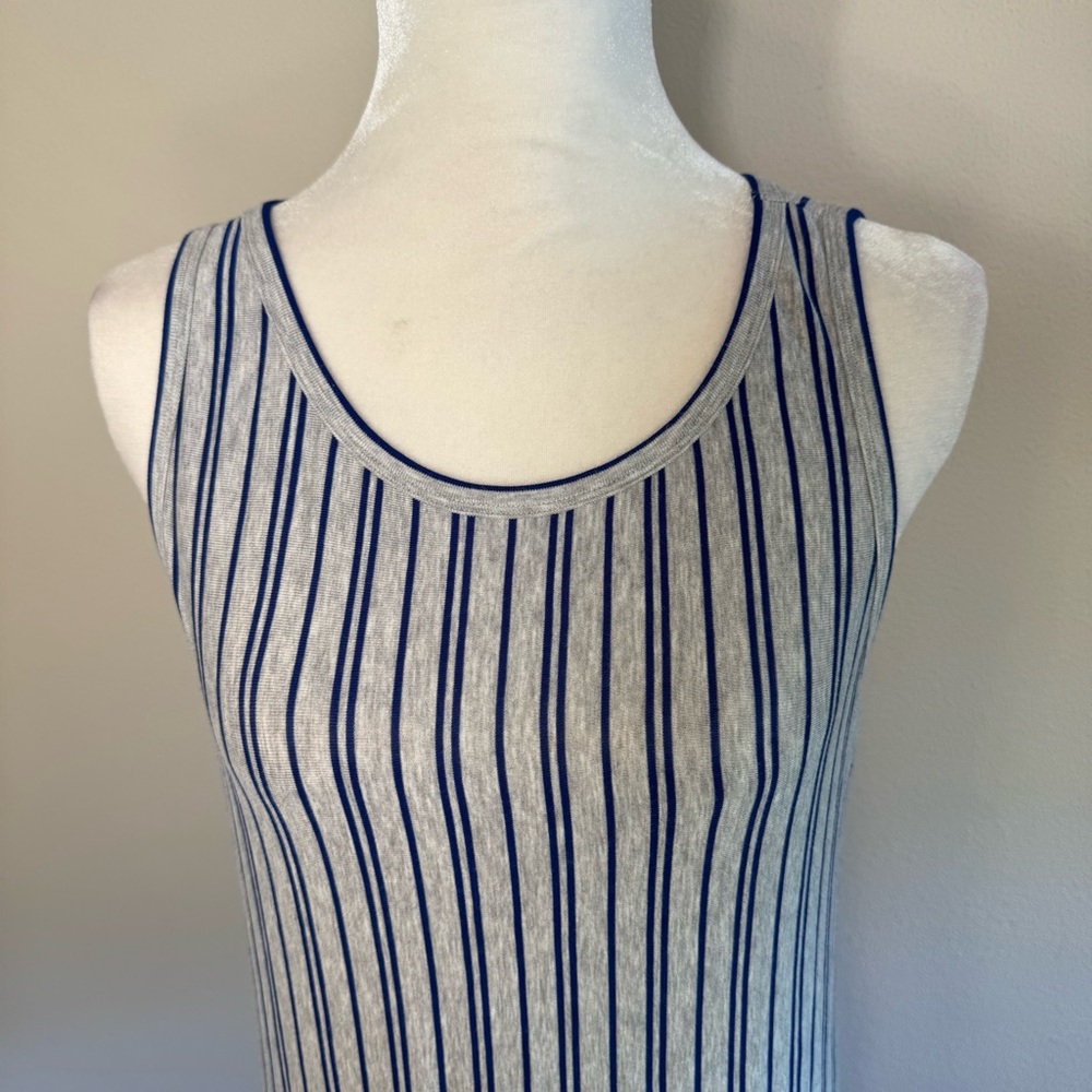 Cabi Ticker Tee Striped Blue and Gray Tank Top - Picture 7 of 16